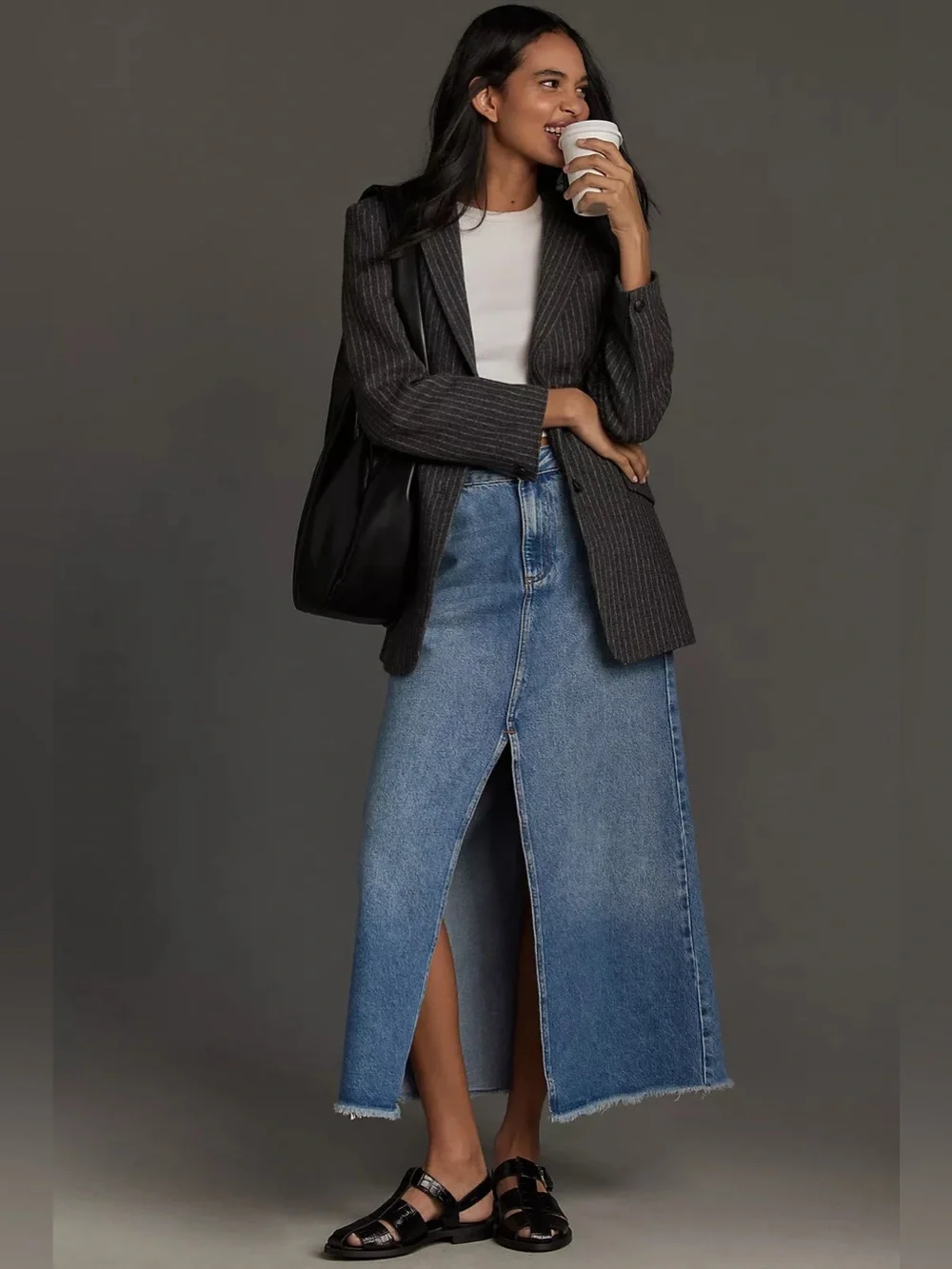 Pilcro Madi Front-Slit Denim Maxi Skirt - Size 14 - Picture 5 of 9